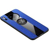 For Huawei Mate 30 XINLI Stitching Cloth Textue Shockproof TPU Protective Case with Ring Holder(Blue)