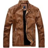 Sportsman Motorcycle Leather Jacket (Color:Khaki Size:L)