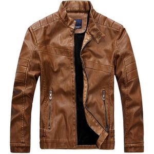 Sportsman Motorcycle Leather Jacket (Color:Khaki Size:L)