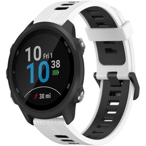 Voor Garmin Forerunner 245 Muziek 20 mm verticaal patroon tweekleurige siliconen horlogeband (wit+zwart)