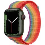 Zilveren nylon horlogeband voor Apple Watch Series 8&7 41mm / SE 2&6&SE&5&4 40mm / 3&2&1 38mm (Rainbow)