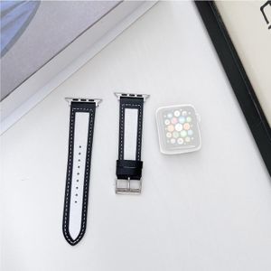 Canvas Leather Alternative Strap For Apple Watch Series 7 41mm / 6&SE&5&4 40mm / 3&2&1 38mm(White+Black)