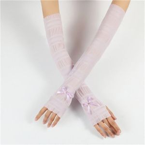 Summer Long Ice Silk Single Diamond Decoration Sun Protection Cuffs Sleeves  A Pair  Size:One Size(Purple)