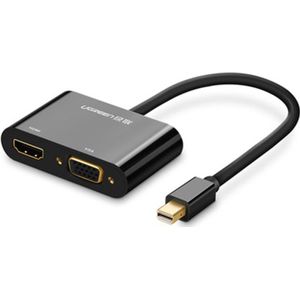Ugreen 2 in 1 HD 1080P 4K Thunderbolt Mini DisplayPort DP to HDMI & VGA Plastic Shell Adapter Converter / Cable for Projector Television Monitor(Black)
