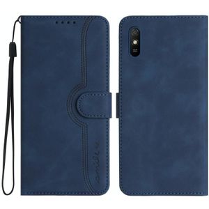 Voor Xiaomi Redmi 9A/9AT/9i Heart Pattern Skin Feel Leather Phone Case(Koningsblauw)
