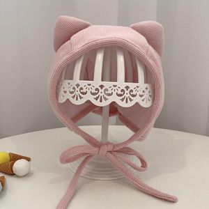 MZ9853 Baby Cartoon Animal Ears Shape Skullcap Cotton Keep Warm and Windproof Hat  Size: Suitable for 0-12 Months  Style:Double Ears(Pink)