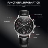 Ochstin 6050C multifunctioneel quartz heren lederen horloge (roségoud + zwart)