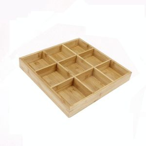 Hot Pot Bamboo Plate Compartmental Platter Vegetable Wood Tray Set Large Nine Grid Plate