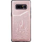 For Galaxy Note8 Skull Head Embossing Pattern Shockproof Protective Case with Holder & Card Slots & Wallet(Rose Gold)