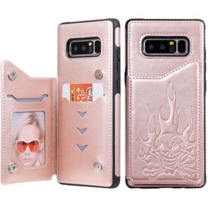 For Galaxy Note8 Skull Head Embossing Pattern Shockproof Protective Case with Holder & Card Slots & Wallet(Rose Gold)