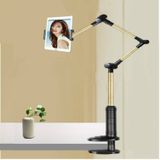 360 Degree Rotation Lazy Mount Folding Long Arm Phone Stand Holder for 4-14 Inch Tablet & Phone(Black Gold)