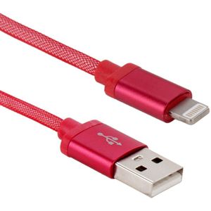 25cm Net Style Metal Head 8 Pin to USB Data / Charger Cable  For iPhone X / iPhone 8 & 8 Plus / iPhone 7 & 7 Plus / iPhone 6 & 6s & 6 Plus & 6s Plus / iPhone 5 & 5S & SE & 5C / iPad(Red)