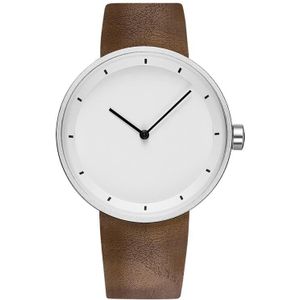 YAZOLE Simple Fashion Quartz Couple Watch(523 Silver Shell White Tray Brown Belt)