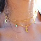 5 PCS Simple Double Moon Star Short Necklace(Gold)