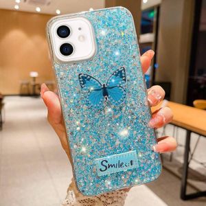 Voor iPhone 11 Starry Pailletten Strass Vlinder Epoxy TPU Telefoonhoesje (Blauw)