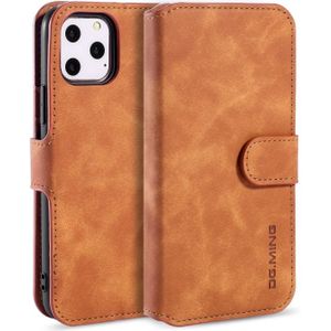 DG.MING Retro Oil Side Horizontal Flip Case with Holder & Card Slots & Wallet for iPhone 11 Pro(Brown)