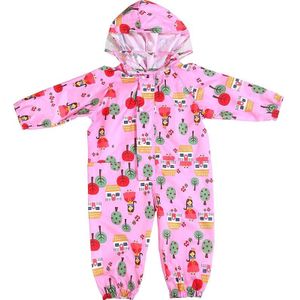 Siamese Children Raincoat  Print Thin Section Hooded  Raincoat  Size: L(Pink)