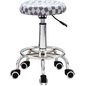 Verstelbare Beauty Barber Shop Bar Lift katrol kruk roerende kruk stoel (wit raster)
