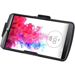 LG G3 / D855 anti-slip Kunststof back cover Hoesje met 360 graden draaiende riem clip en houder (zwart)