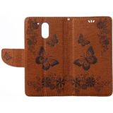 For Motorola Moto G (4rd gen) Plus Pressed Flowers Butterfly Pattern Leather Case with Holder & Card Slots & Wallet(Brown)