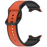 Voor Samsung Galaxy Watch4 Classic 46 mm / Watch4 44 mm Tweekleurige siliconen horlogeband (oranje zwart)