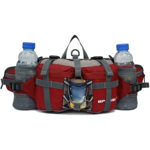 5L Outdoor Sports Multifunctional Cycling Hiking Waist Bag Waterproof Large-Capacity Kettle Bag  Size: 28.5 x 15 x 13cm(Dark Red)