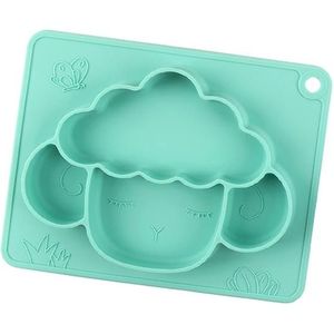 M010094 Children Silicone Dinner Plate Gridded Anti-Fall Eating Bowl Baby Cartoon Complementary Food Non-Slip Suction Cup Bowl(Green)