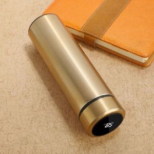 Smart Temperature Display 304 Stainless Steel Vacuum Flask Creative Business Cup For Male And Female Students  Style:High-quality(Gold)