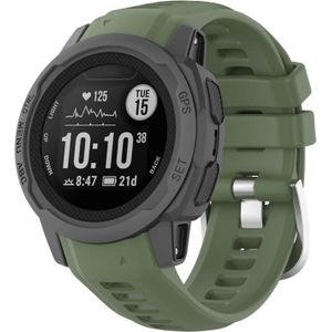 Voor Garmin Instinct 2S Silicone Roestvrij stalen Buckle Watch Band (Dark Green)