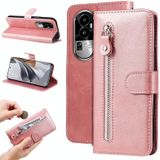 Voor OPPO Reno10 5G / Reno10 Pro 5G Global Fashion Calf Texture Rits lederen telefoonhoes (roségoud)