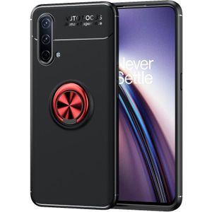 For OnePlus Nord CE 5G Metal Ring Holder 360 Degree Rotating TPU Case(Black Red)