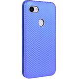 For Google Pixel 3a Carbon Fiber Texture Magnetic Horizontal Flip TPU + PC + PU Leather Case with Card Slot(Blue)