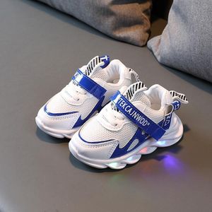 WISDOMFROG Sportverlichting Kinderschoenen Lichtgewicht Hardlopen Casual schoenen Mesh Ademende sneakers  Maat: 30 (Blauw)