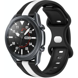 Voor Samsung Galaxy Watch3 45 mm 22 mm vlindergesp tweekleurige siliconen horlogeband (zwart + wit)