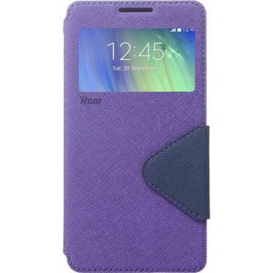 Cross Texture Horizontal Flip Leather Case with Card Slots & Call Display ID & Holder for Galaxy A7(Purple)