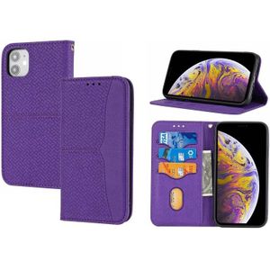 Woven Texture Stitching Magnetic Horizontal Flip PU Leather Case with Holder & Card Slots & Wallet & Lanyard For iPhone 13(Purple)