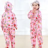 Siamese Children Raincoat  Print Thin Section Hooded  Raincoat  Size: M(Pink)