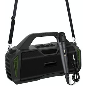 New Rixing NR-6011M Bluetooth 5.0 Portable Outdoor Karaoke Wireless Bluetooth Speaker with Microphone & Shoulder Strap(Green)