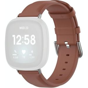 For Fitbit Versa 3 / Fitbit Sense Round Tail Leather Strap  Size: Free Size(Brown)