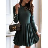 Solid Color lange mouwen jurk (kleur: groen maat: XL)