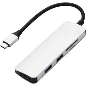 Type-C Type C Hub USB C USB3.1 Hub with HDMI 5 in 1  Combo Hub with 2 USB3.0 Ports SD TF Card Reader USB adapater(Silver)