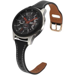 Voor Samsung Galaxy Watch5 Pro / Watch4 Classic 20 mm omgekeerde gesp lederen horlogeband (zwart + roségoud)