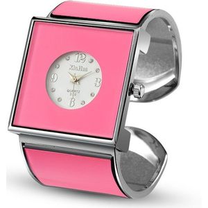 Square Large Dial Bracelet Quartz Watch for Women(Pink)