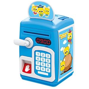 8001 Vingerafdruksensor Ontgrendel ATM Piggy Bank Automatic Rolling Money Simulation Password Safe Toy (Big-Headed Rat Blue)