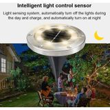4 PCS 8 LEDs Solar Outdoor Garden Lawn Light Sensor Type Intelligent Light Control Buried Light  Warm White Light(Silver)
