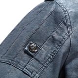 Men Plus Velvet Loose Leather Jacket Coat (Color:Blue Size:XXL)
