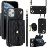 Voor iPhone 11 Pro Max Crossbody Ruitvormige horizontale portemonnee lederen telefoonhoes