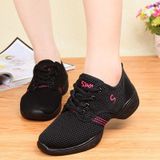 Zachte bodem mesh ademend moderne dansschoenen heightening schoenen voor vrouwen  schoenmaat: 42 (zwart roze)