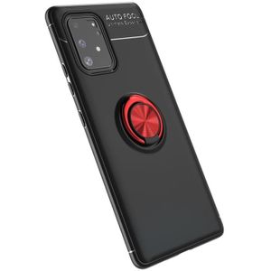 For Galaxy A91 Metal Ring Holder 360 Degree Rotating TPU Case(Black+Red)