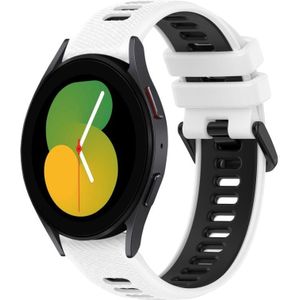 Voor Samsung Galaxy Watch5 44 mm 20 mm sport tweekleurige siliconen horlogeband (wit + zwart)